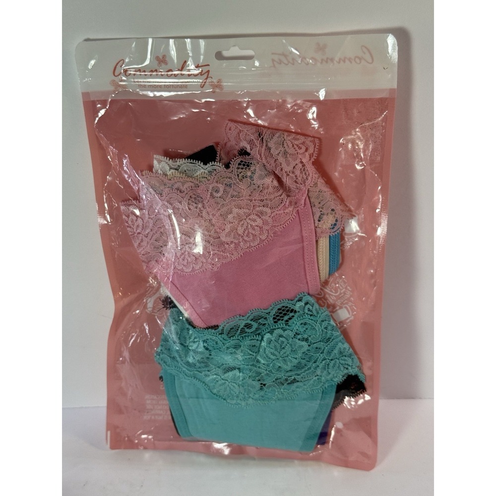 Commodity Soft Coquette Lace Thong 10 Pack Dainty Pink Teal Boudoir Essentials S